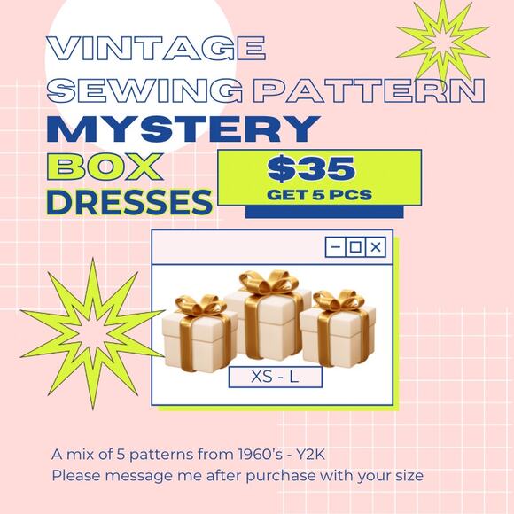 Vintage Sewing Pattern Mystery Box WOMENS Dress 5 for $35 1960s - Y2K Any Decade - Picture 1 of 2
